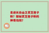 走进长白山之灵芝孢子粉？探秘灵芝孢子粉的神奇功效？