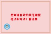 想知道有效的灵芝破壁孢子粉吃法？看这里