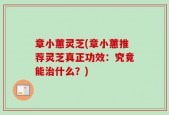 章小蕙灵芝(章小蕙推荐灵芝真正功效：究竟能治什么？)