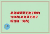 品高破壁灵芝孢子粉的价格表(品高灵芝孢子粉价格一览表)
