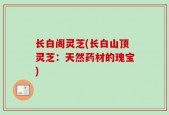 长白阁灵芝(长白山顶灵芝：天然药材的瑰宝)