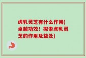 虎乳灵芝有什么作用(卓越功效！探索虎乳灵芝的作用及益处)