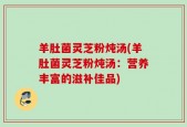 羊肚菌灵芝粉炖汤(羊肚菌灵芝粉炖汤：营养丰富的滋补佳品)