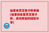 仙客来灵芝孢子粉老板(仙客创业靠灵芝孢子粉，成功背后的经验分享)