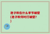 孢子粉在什么季节破壁(孢子粉何时打破壁？)