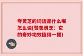 夸灵芝的词语是什么呢怎么说(赞美灵芝：它的奇妙功效值得一提)