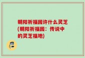 朝阳祈福园许什么灵芝(朝阳祈福园：传说中的灵芝福地)