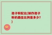 孢子粉配比(制作孢子粉的最佳比例是多少？)