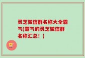 灵芝微信群名称大全霸气(霸气的灵芝微信群名称汇总！)