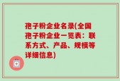 孢子粉企业名录(全国孢子粉企业一览表：联系方式、产品、规模等详细信息)