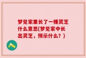 梦见家里长了一棵灵芝什么意思(梦见家中长出灵芝，预示什么？)