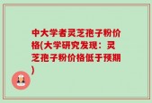 中大学者灵芝孢子粉价格(大学研究发现：灵芝孢子粉价格低于预期)