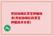 开封孙晓红灵芝种植技术(开封孙晓红的灵芝种植技术分享)