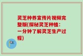 灵芝种养宣传片视频完整版(探秘灵芝种植：一分钟了解灵芝生产过程)