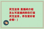 灵芝盆景 直播间介绍怎么写直播间教你打造灵芝盆景，养生爱好者必看！)