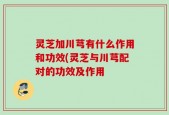灵芝加川芎有什么作用和功效(灵芝与川芎配对的功效及作用