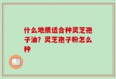 什么地质适合种灵芝孢子油？灵芝孢子粉怎么种