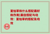 夏枯草和什么搭配最好和作用(最佳搭配与功效：夏枯草的搭配及功效