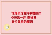 惊爆灵芝孢子粉售价2000元一斤 探秘其高价背后的原因