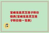 宝峰龙泉灵芝孢子粉价格表(宝峰龙泉灵芝孢子粉价格一览表)