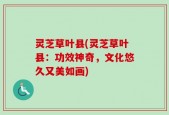 灵芝草叶县(灵芝草叶县：功效神奇，文化悠久又美如画)