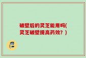 破壁后的灵芝能用吗(灵芝破壁提高药效？)