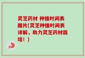 灵芝药材 种植时间表图片(灵芝种植时间表详解，助力灵芝药材栽培！)