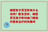 破壁狍子灵芝粉有什么功效？医生您好，破壁灵芝孢子粉对幽门螺旋杆菌有治疗的效果吗