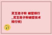 灵芝孢子粉 破壁排行_灵芝孢子粉破壁技术排行榜)