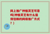 网上推广种植灵芝可靠吗(种植灵芝有什么值得信赖的网络推广方式？)