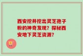 西安挖井挖出灵芝孢子粉的神奇发现？探秘西安地下灵芝资源？