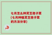 七月怎么种灵芝孢子菜(七月种植灵芝孢子菜的方法分享)