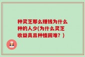 种灵芝那么赚钱为什么种的人少(为什么灵芝收益高且种植困难？)
