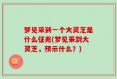 梦见采到一个大灵芝是什么征兆(梦见采到大灵芝，预示什么？)