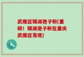 武隆区锡湖孢子粉(重磅！锡湖孢子粉在重庆武隆区发现)