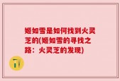姬如雪是如何找到火灵芝的(姬如雪的寻找之路：火灵芝的发现)