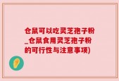 仓鼠可以吃灵芝孢子粉_仓鼠食用灵芝孢子粉的可行性与注意事项)