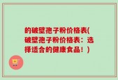 的破壁孢子粉价格表(破壁孢子粉价格表：选择适合的健康食品！)