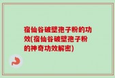 宿仙谷破壁孢子粉的功效(宿仙谷破壁孢子粉的神奇功效解密)