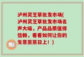 泸州灵芝草批发市场(泸州灵芝草批发市场名声大噪，产品品质值得信赖，看看如何让你的生意蒸蒸日上！)