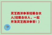 灵芝西洋参茶招募合伙人(招募合伙人，一起开发灵芝西洋参茶！)