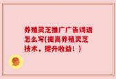 养殖灵芝推广广告词语怎么写(提高养殖灵芝技术，提升收益！)
