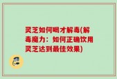 灵芝如何喝才解毒(解毒魔力：如何正确饮用灵芝达到最佳效果)
