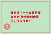 梦到摘了一个大灵芝什么意思(梦中得到大灵芝，预示什么？)