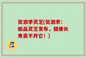 贺泗季灵芝(贺泗季：新品灵芝发布，健康长寿离不开它！)