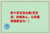 熬个灵芝汤文案(灵芝汤：舒缓身心，让你重获健康活力！)