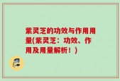 紫灵芝的功效与作用用量(紫灵芝：功效、作用及用量解析！)