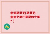 幸运草灵芝(草灵芝：幸运之草还是灵验之草？)