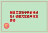 破壁灵芝孢子粉有啥好处？破壁灵芝孢子粉宣传语