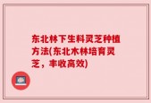 东北林下生料灵芝种植方法(东北木林培育灵芝，丰收高效)
